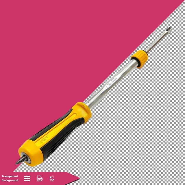 PSD a yellow screwdriver with a red background with a yellow screwdriver on it