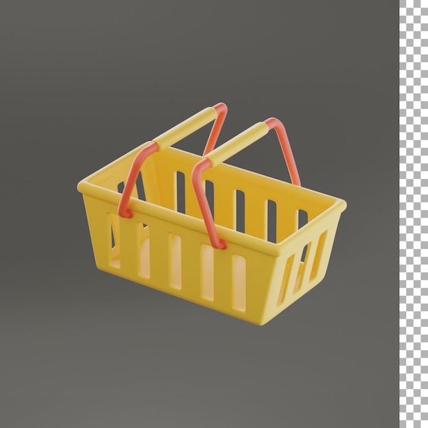 Yellow shopping basket 3d illustration