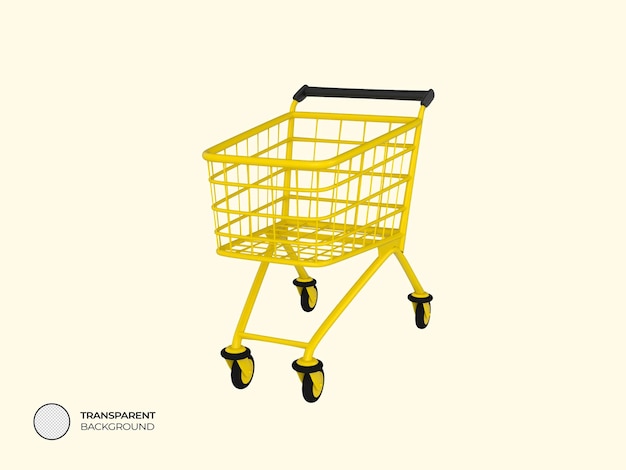 PSD yellow shopping cart 3d