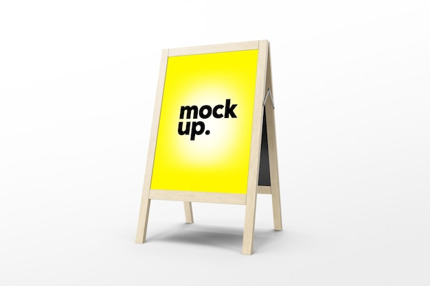 Yellow sign board mockup with editable background colours template psd