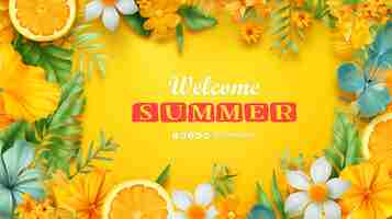 PSD a yellow sign that says welcome summer is on a yellow background