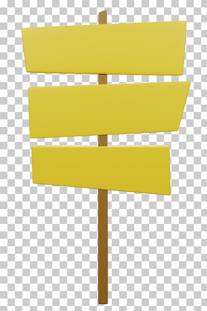 Yellow signboard plate 3D rendering