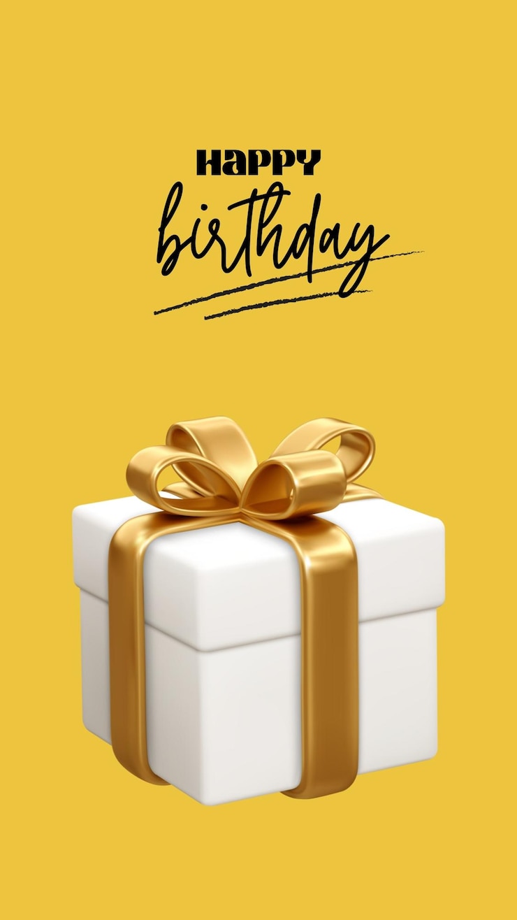 PSD 黄色のシンプルな誕生日インスタストーリー