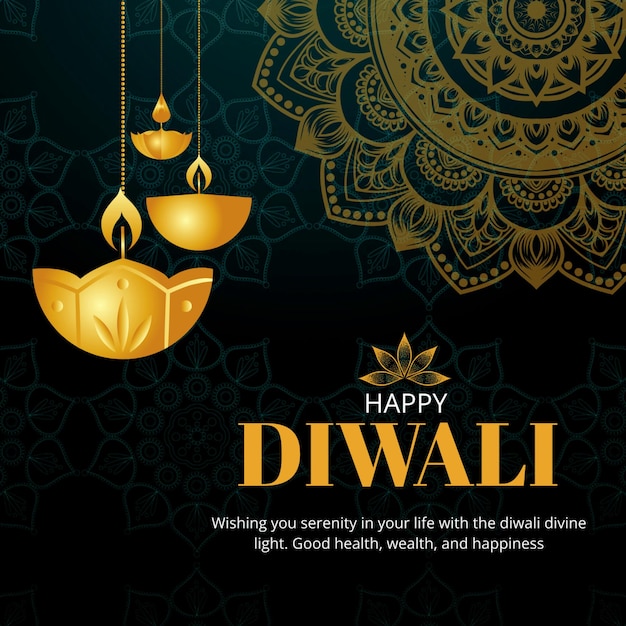Yellow Simple Happy Diwali Instagram Post