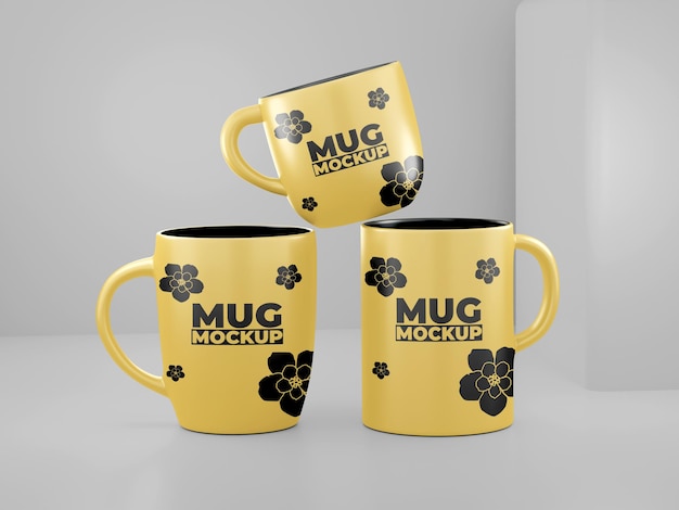 Yellow simple mug mockup