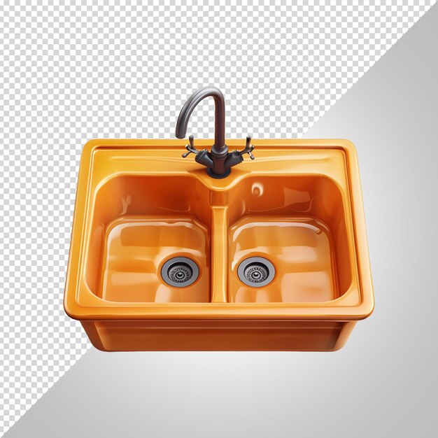 PSD a yellow sink with a faucet and two holes in it