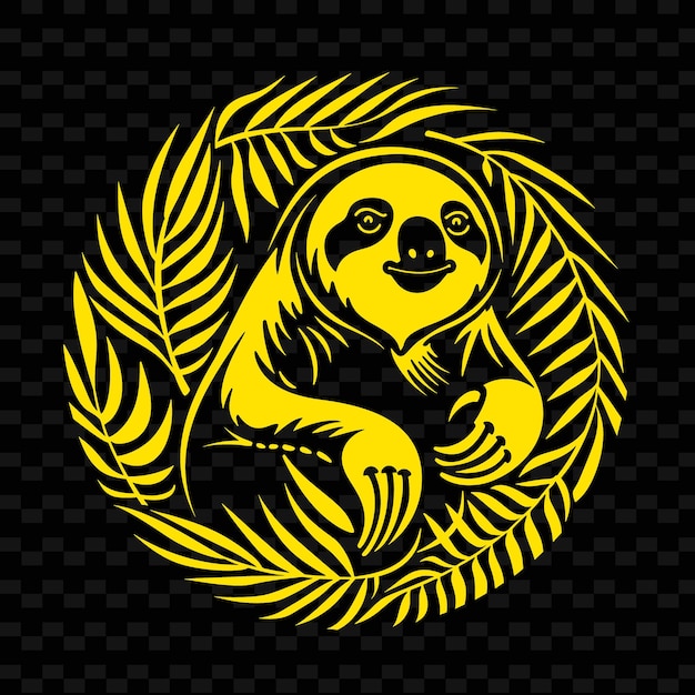 PSD a yellow sloth with a monkey on its back