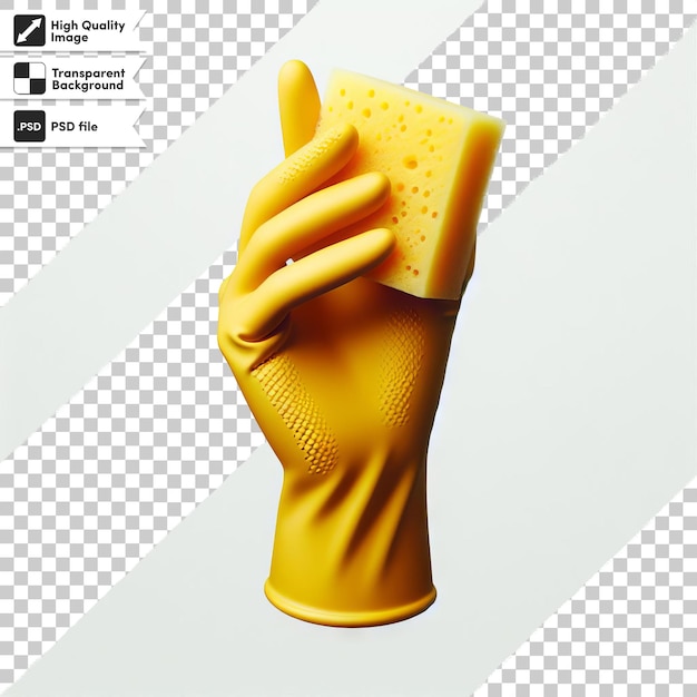 A yellow sponge that is in the middle of a hand