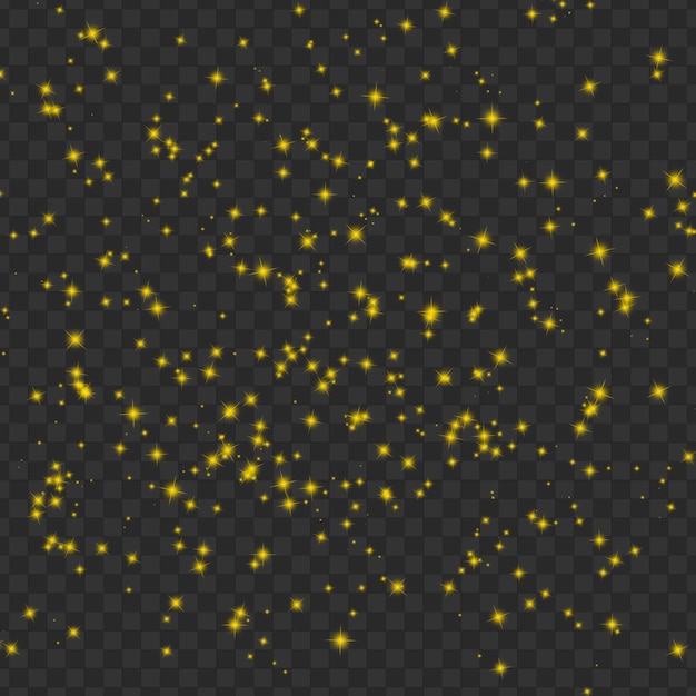 PSD yellow star dust isolated on transparent background