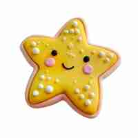 PSD a yellow star shaped cookie with white dots and white dots