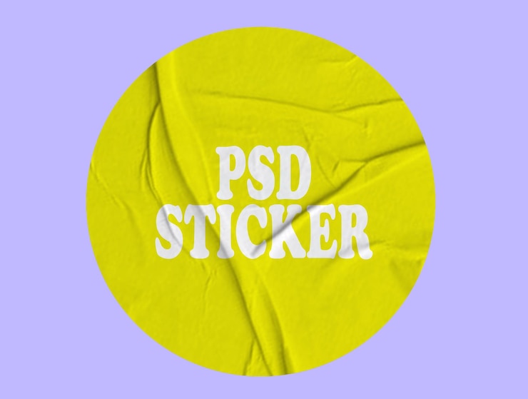 PSD yellow sticker mockup design