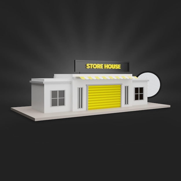 Yellow Store House 3D Rendering