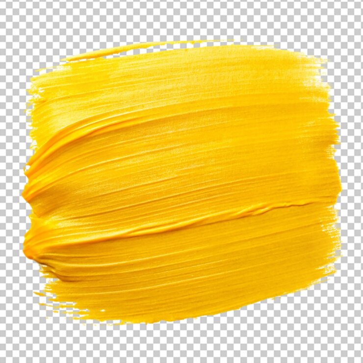 PSD yellow stroke of paint isolated on transparent background