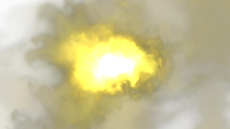PSD a yellow sun is shining through a cloud of smoke