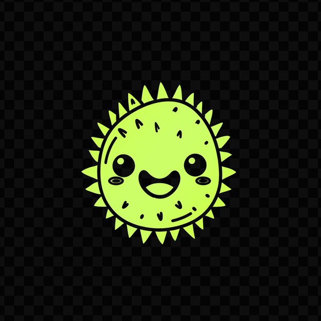 PSD a yellow sun with a green face on a black background