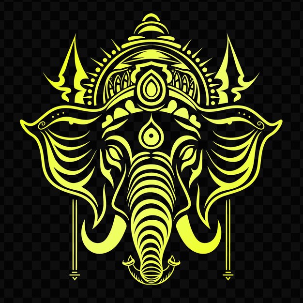 PSD a yellow symbol of an elephant with the symbol of the year