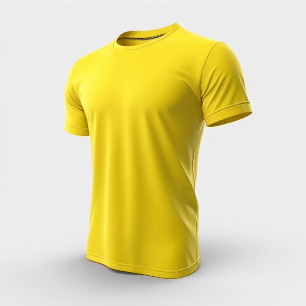 Желтая футболка PSD на белом фоне