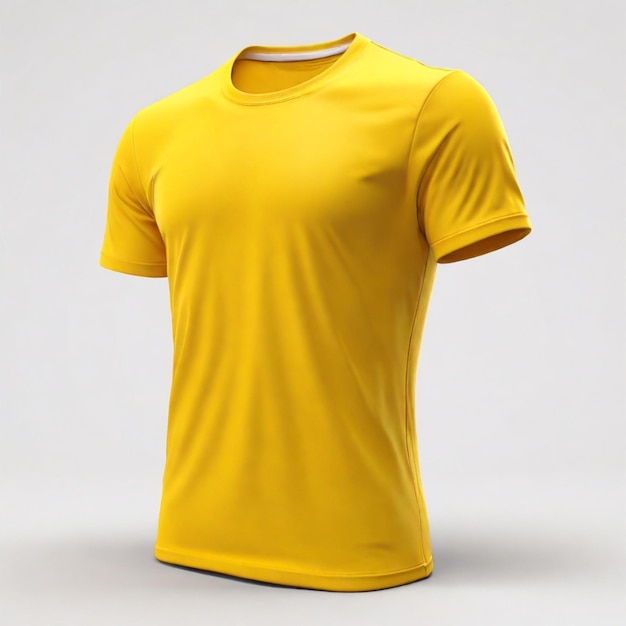 Yellow t shirt PSD on a white background