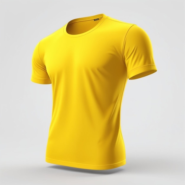 Yellow t shirt PSD on a white background