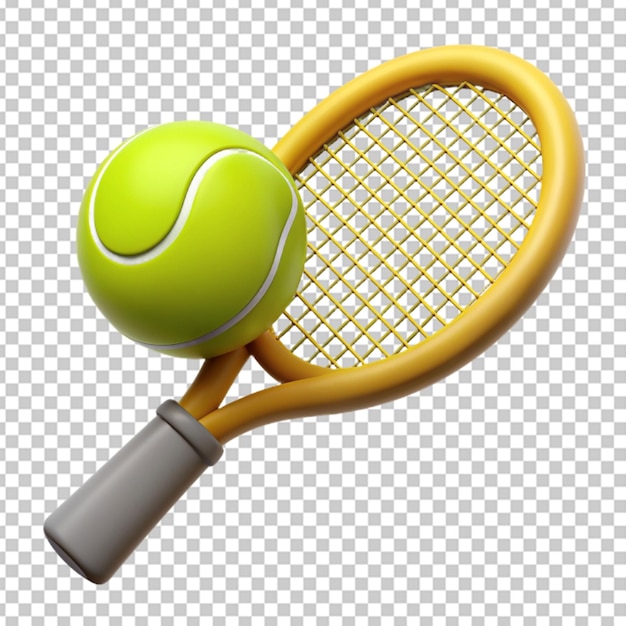 PSD a yellow tennis racket and a green tennis ball