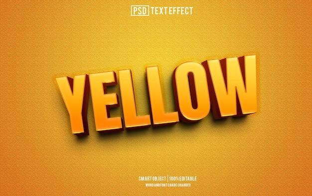 Yellow text effect font editable typography 3d text