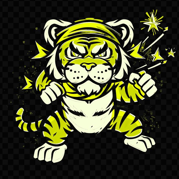 PSD a yellow tiger with a star on its head