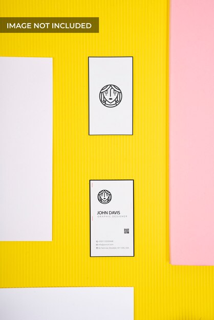 Yellow Top View Business Card Mockup