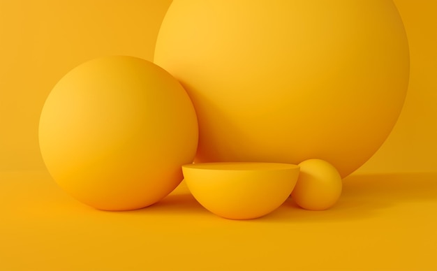 PSD rendering 3d prodotto podio alla moda giallo