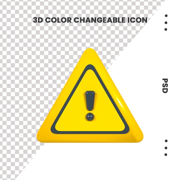 yellow triangle caution warning sing for attention exclamation mark 3D icon