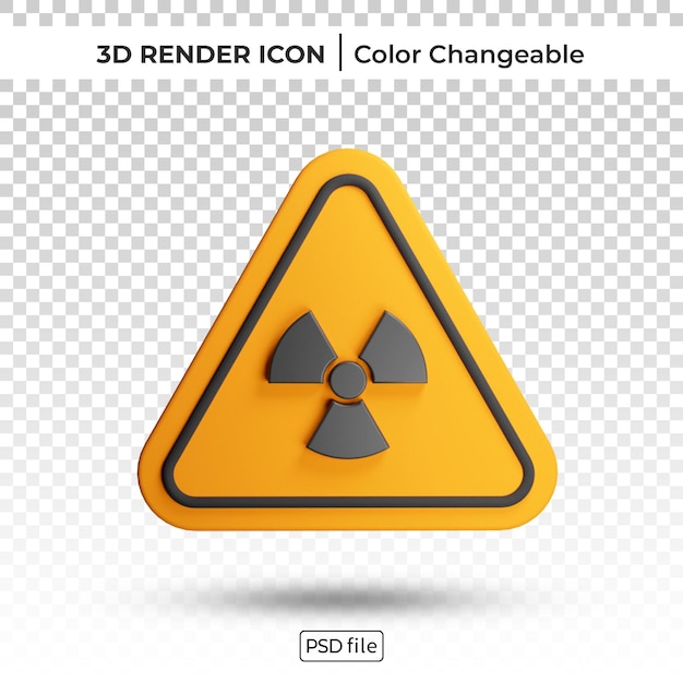 PSD triangolo giallo segno di avvertimento 3d rendering colore icona modificabile