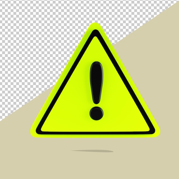 PSD yellow triangle warning sign symbol traffic 3d rendering illustration