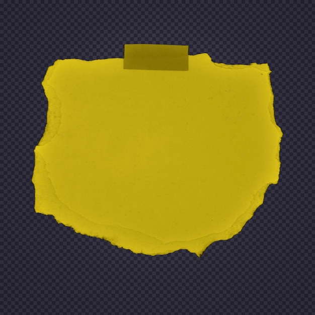 PSD Желтая бумага, разрезанная, разорванная, прозрачный фон изолирован