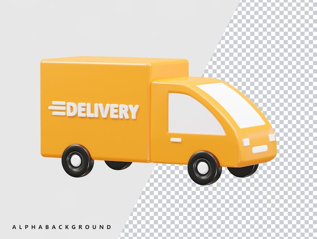 PSD a yellow truck with the word delivery on the side