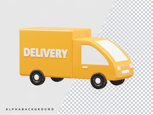 PSD yellow truck with the words delivery on the side