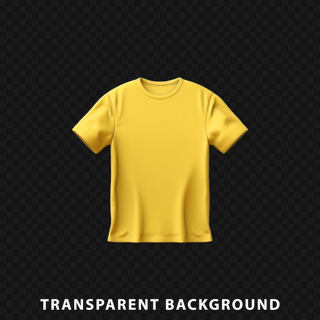 Yellow tshirt mockup isolated on transparent background