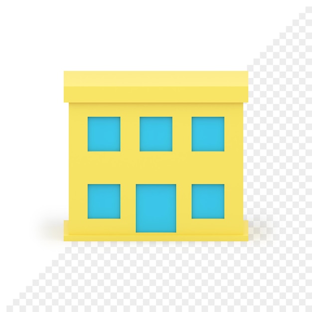 PSD yellow two storey city building exterior urban business house street infrastructure 3d icon