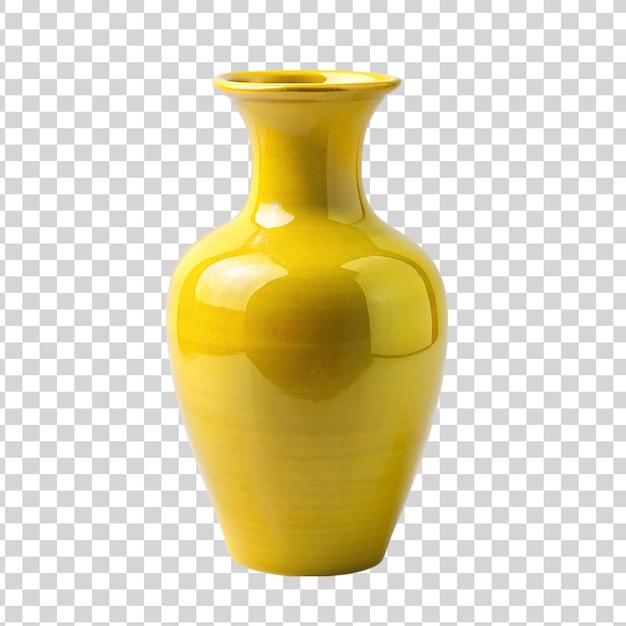 Vaso giallo isolato su uno sfondo trasparente