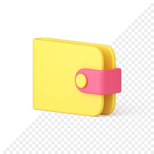 PSD yellow wallet with clasp for cash money storage and carrying financial balance income 3d icon