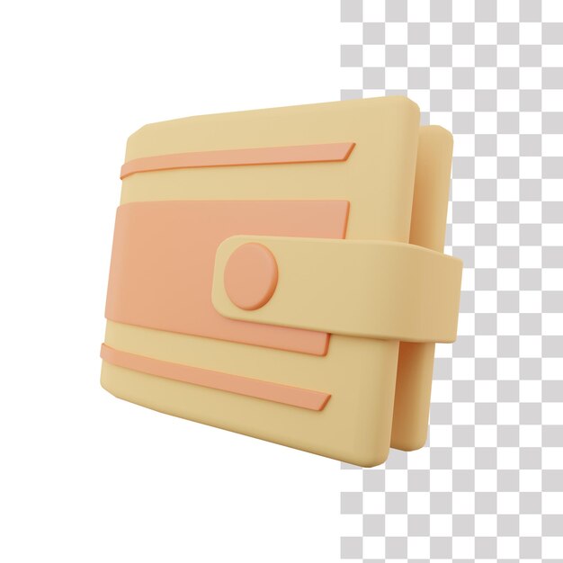 PSD a yellow wallet with a red button on it