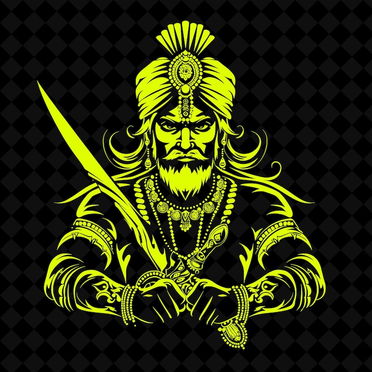 PSD a yellow warrior with a sword and a gold crown on it