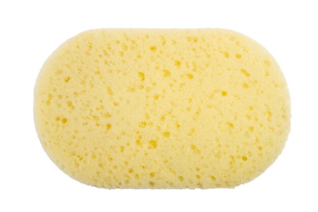 PSD yellow washcloth for body wash on a blank background