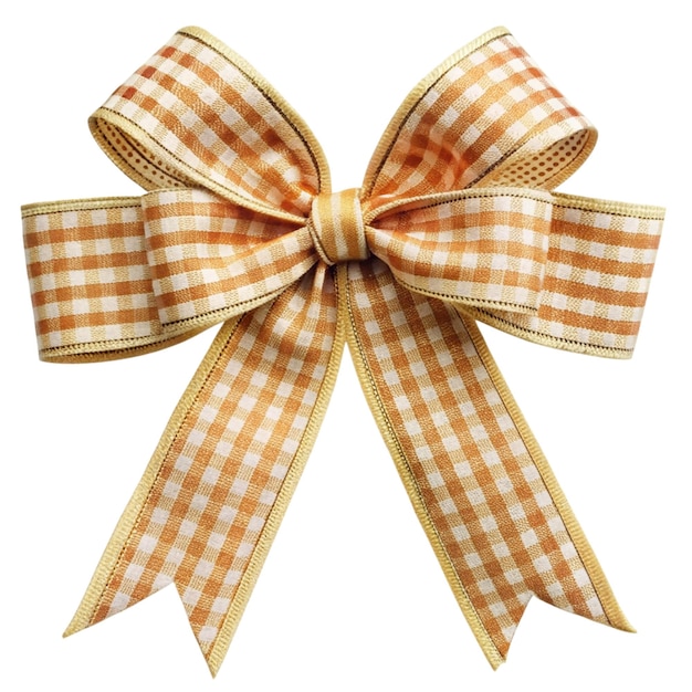 PSD a yellow and white bow with a brown ribbon around it