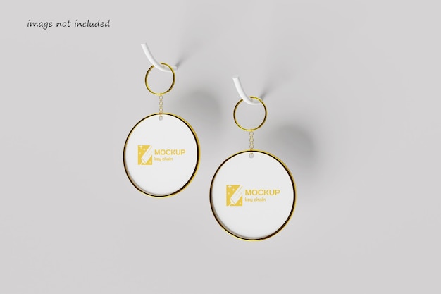 Yellow white key chain mockup