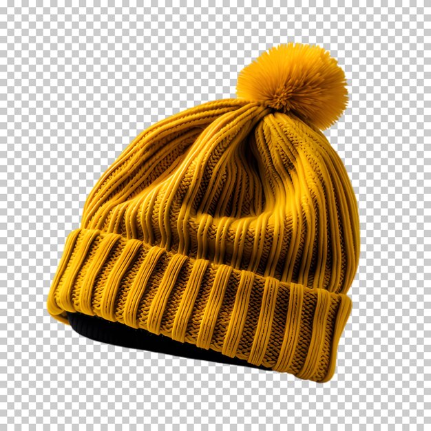 Желтая зимняя шляпа, выделенная на прозрачном фоне