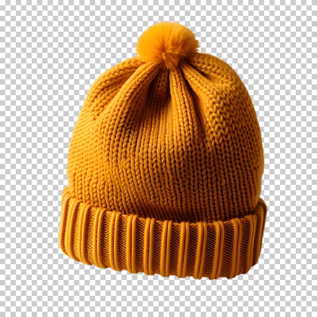 Yellow winter hat isolated on transparent background