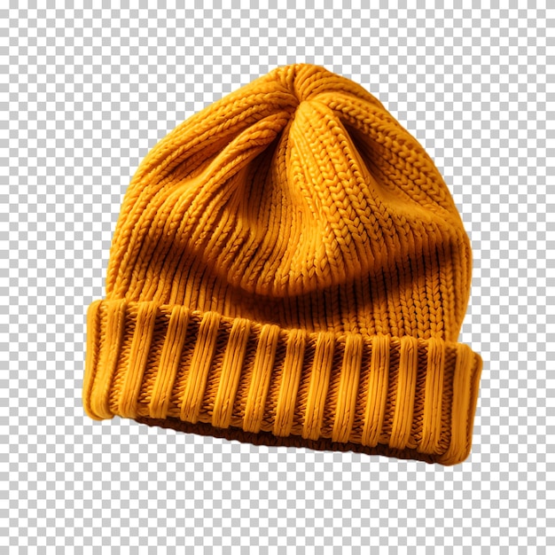 Yellow winter hat isolated on transparent background