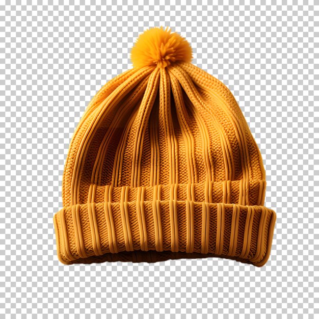 Yellow winter hat isolated on transparent background