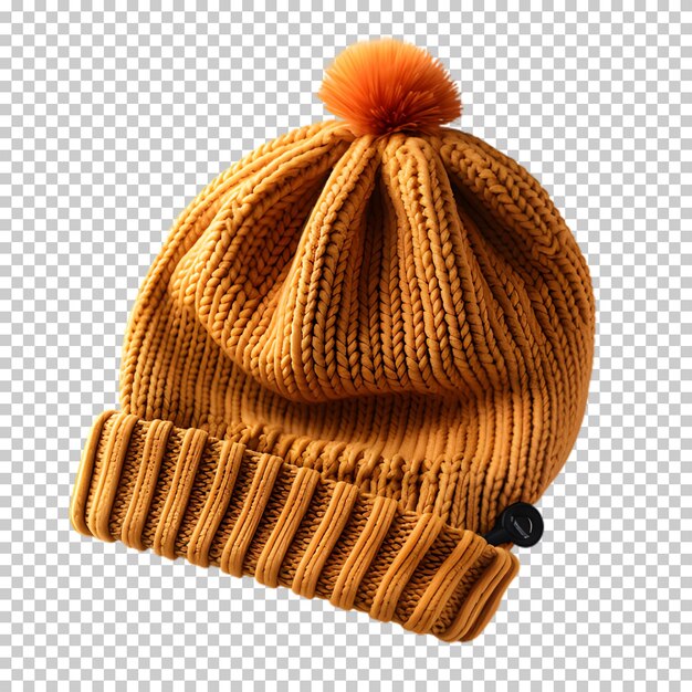 PSD yellow winter hat isolated on transparent background