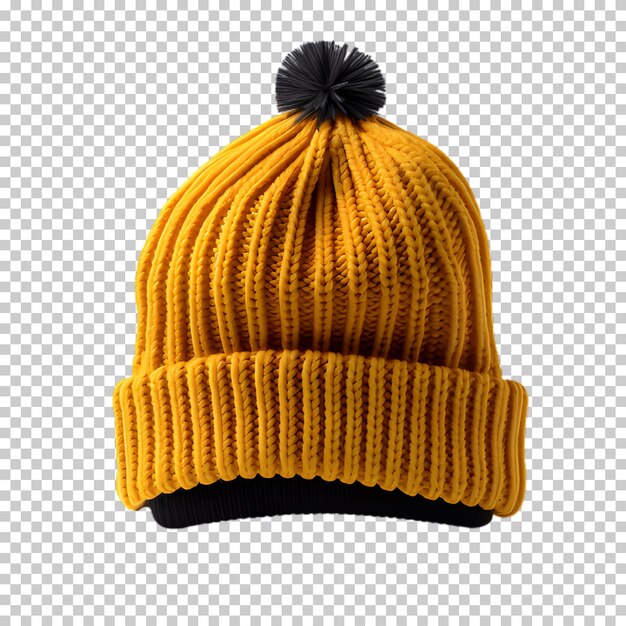 PSD yellow winter hat isolated on transparent background