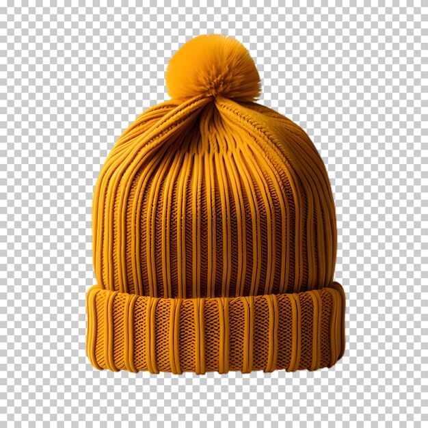 PSD yellow winter hat isolated on transparent background